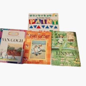 Kids Art Books Van Gogh Mary Cassatt Playing Paint Linnea Monets Garden Lot 4